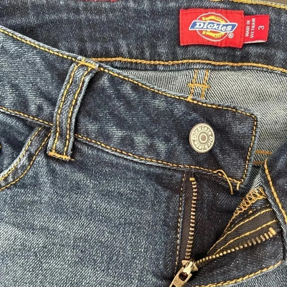 Dickies Capris Juniors 3 Blue Denim Low Rise Summer Festival Retro - Picture 6 of 12